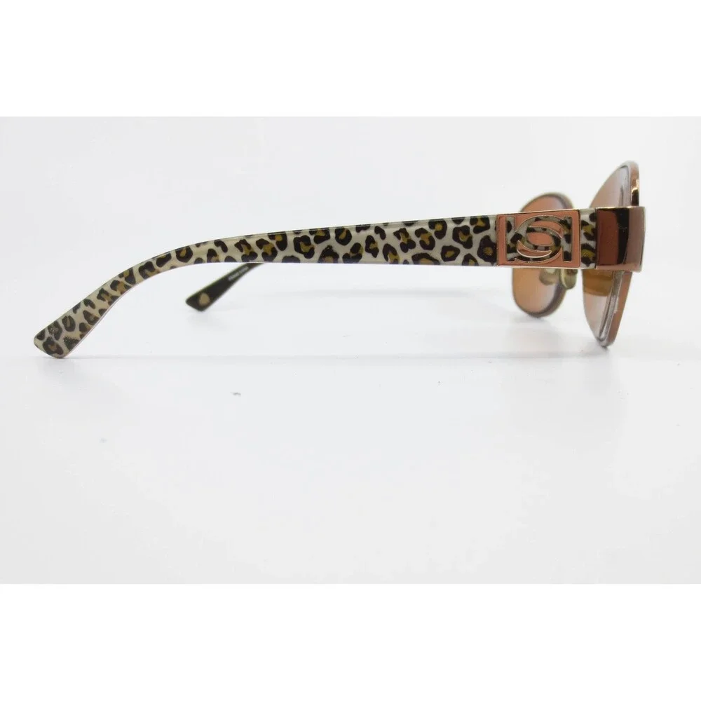 Bebe Delicious BB7054 Brown Oval Sunglasses Leopard Print Arms Logo 210 130mm